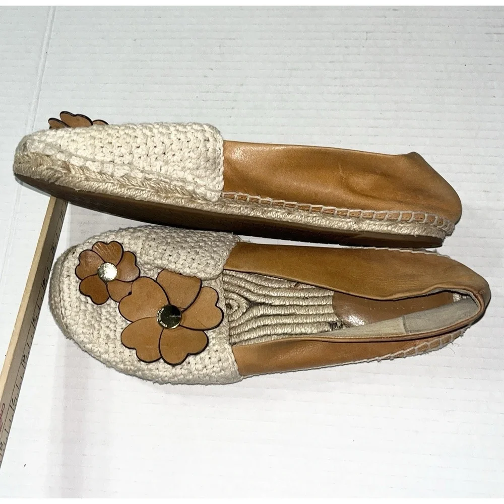 Michael‎ Kors Leather Espadrilles with Flower Details